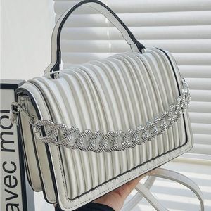 Minimalist Chain Ruched Top Handle Crossbody Bag